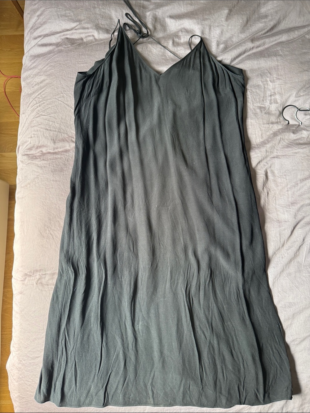 Simple Black Slip Dress - V-Neck Spaghetti Straps
